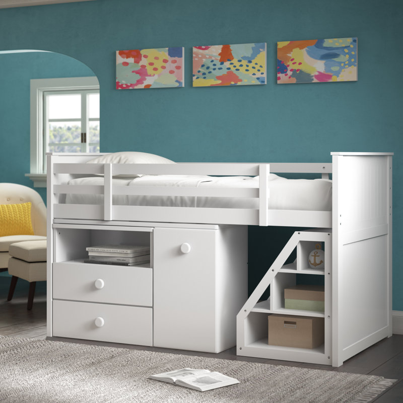 Harriet Bee Mitch Twin Loft Bed with Drawers and Shelves & Reviews